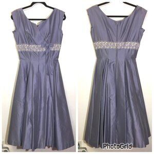 Vintage 50s Periwinkle Blue Party Midi Dress Tulle Wedding Special Occasion - HU
